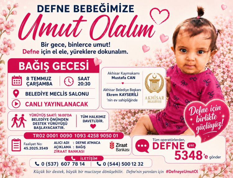 Akhisar’da Defne Bebek İçin Bağış Gecesi Düzenlenecek